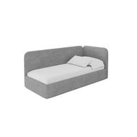 EINZELLBETT Jugendbett mit Bettkasten und Matratze H3/H4, Links - ELSY 100x200 Grau - Hellgrau, Holzwerkstoff/Textil (100/200cm) - ALTDECOR