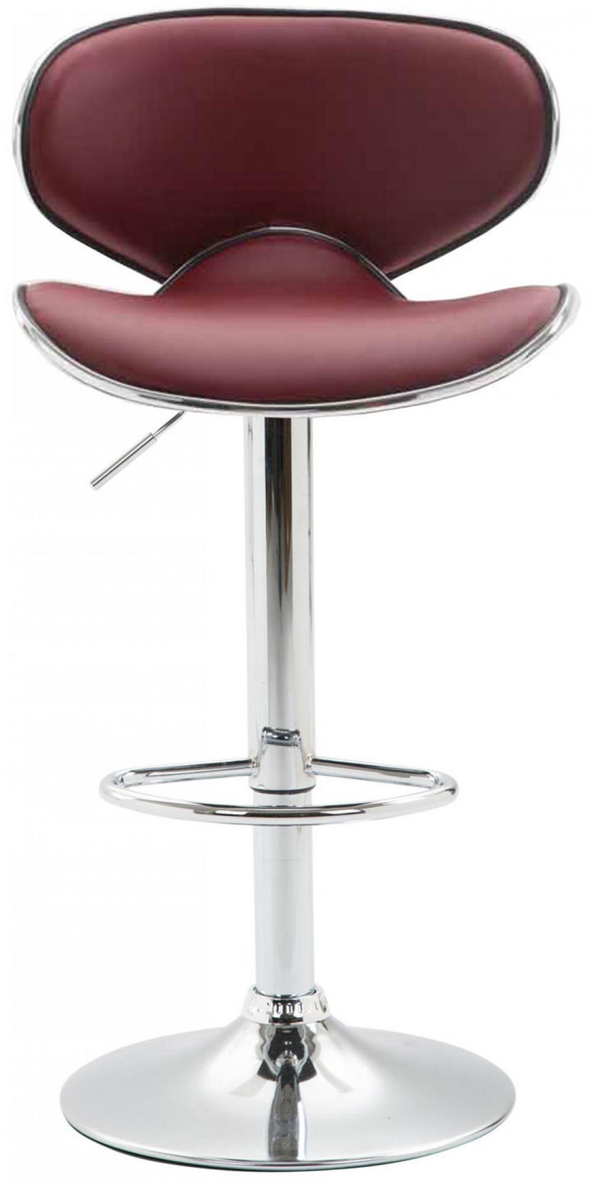 BARHOCKER Lederlook bordeauxrot - Chromfarben/Bordeaux, Textil/Metall (46/88/49cm) - CLP