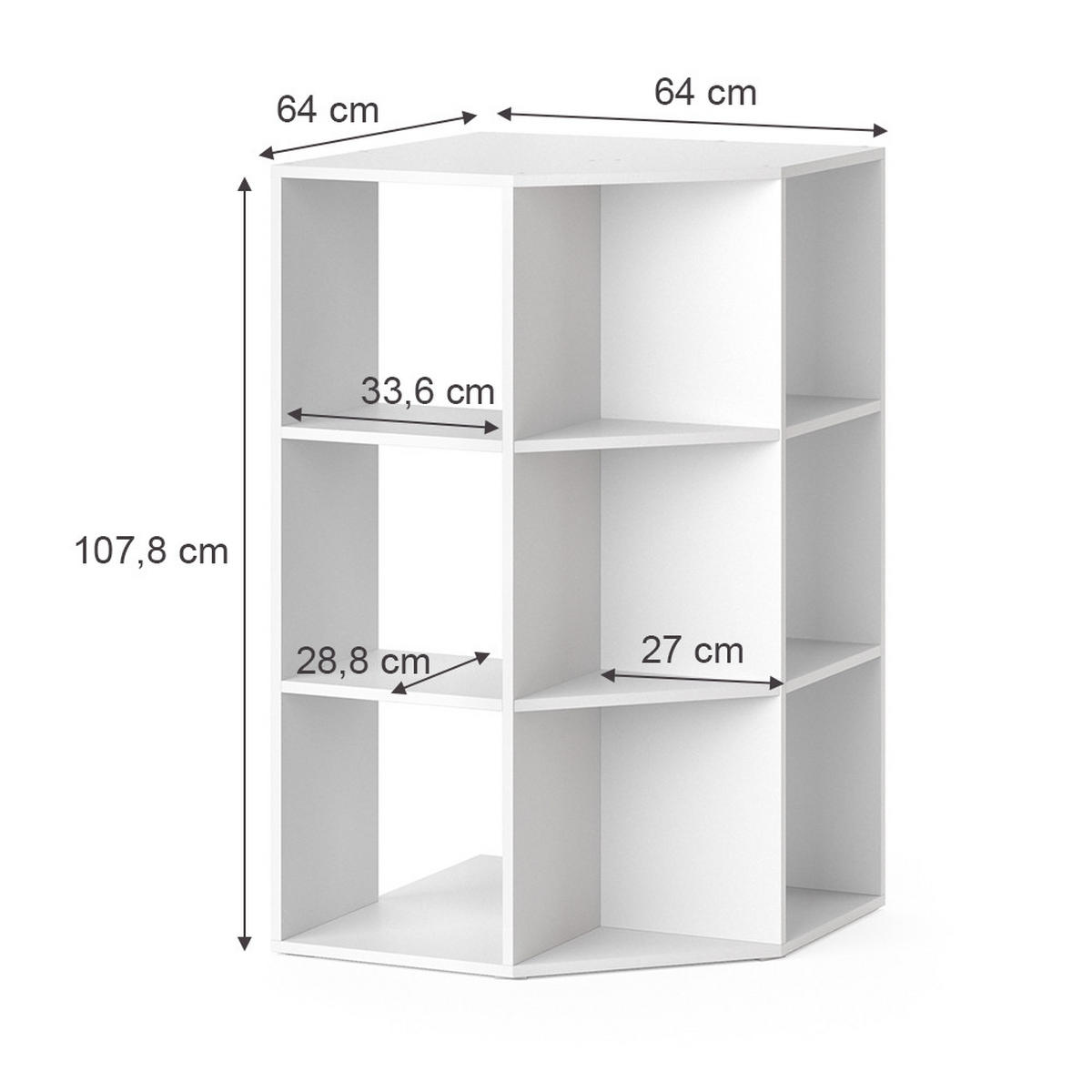 KINDERREGAL Luigi Weiß 64 x 107.8 cm - Weiß, Holzwerkstoff (64/107.8/64cm) - Vicco