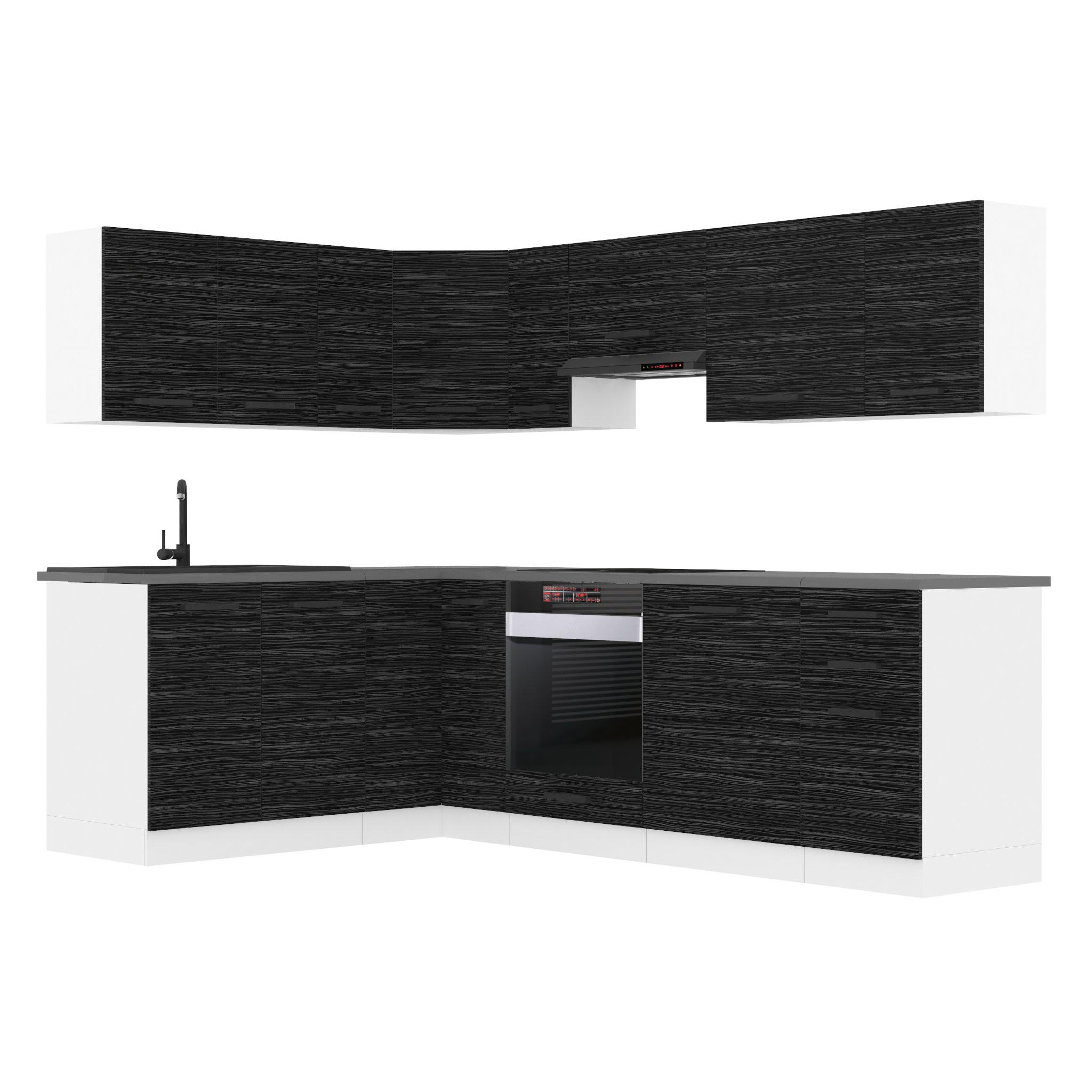 KÜCHE L-Form Janet, ohne Arbeitsplatten Königliches Ebenholz - Schwarz, Holz (360/204/60cm) - B BELINI GROUP