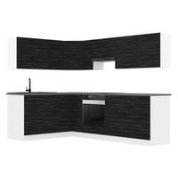 KÜCHE L-Form Janet, mit Arbeitsplatten, Königliches Ebenholz - Schwarz, Holz (360/204/60cm) - B BELINI GROUP