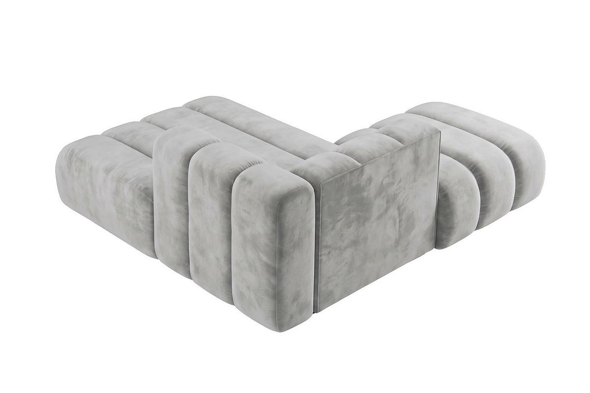 CHAISELONGUE Modulare Mit Hocker, Velvet-Stoff Riviera, Grau, Links, GRAND - Grau, Holz (204/179cm) - Kaiser Möbel