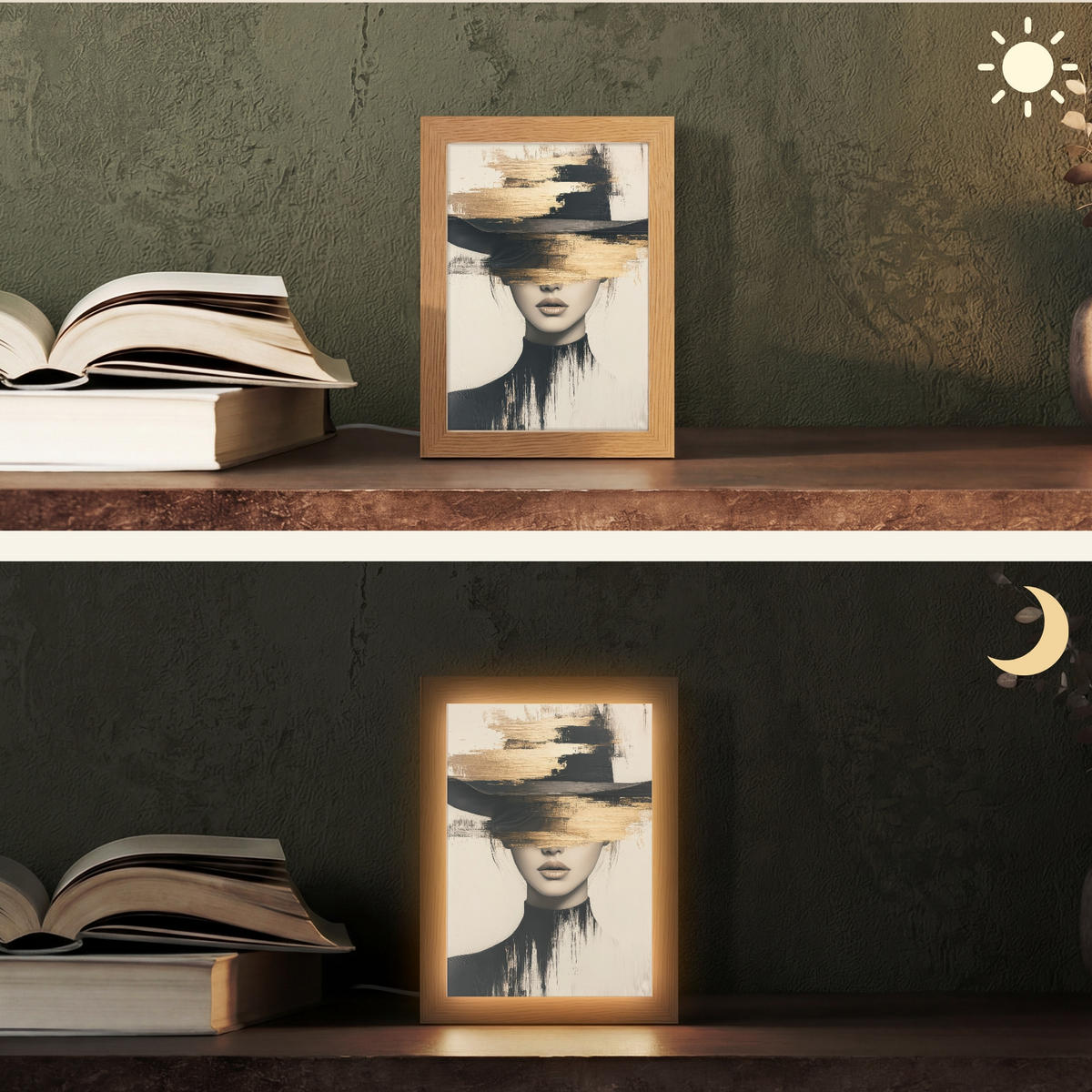 STOLNÍ LAMPA Žena - klobouk - barva 15x20 cm - hnědá, kompozitní dřevo (8/15/20cm) - OnlyWow
