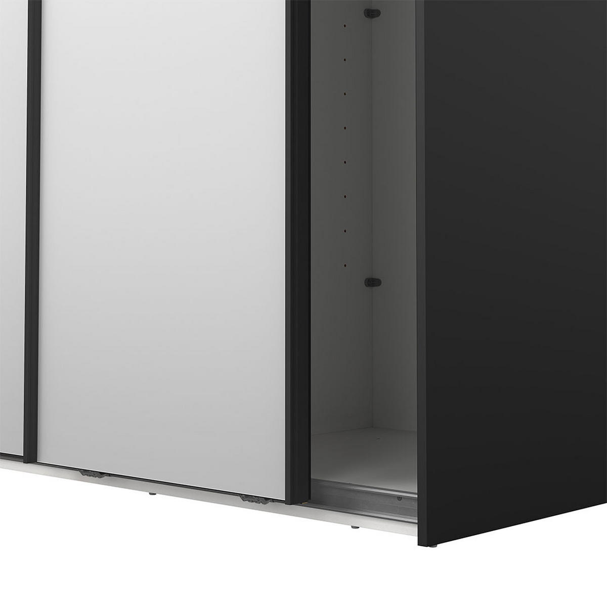 SCHIEBETÜRENSCHRANK, Como, Schwarz, Holzwerkstoff, 119 x 67 x 221 cm - Schwarz, Holzwerkstoff (119/221/67cm) - ebuy24