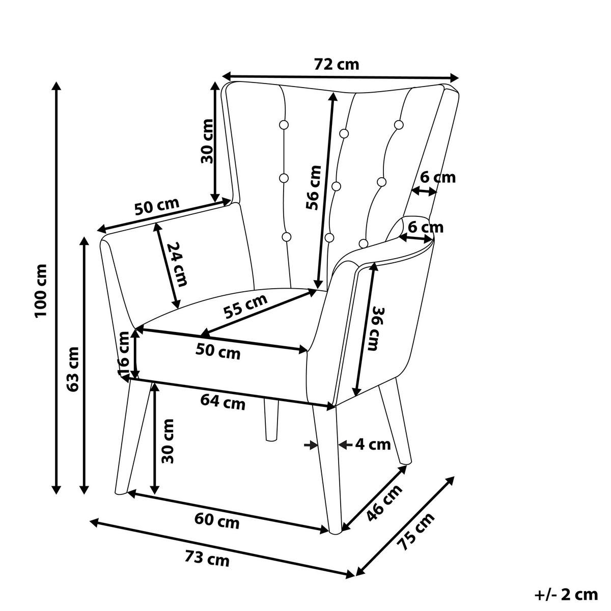 SESSEL Polsterbezug Grau Angen - Grau, Holz/Textil (73/100/75cm) - Beliani