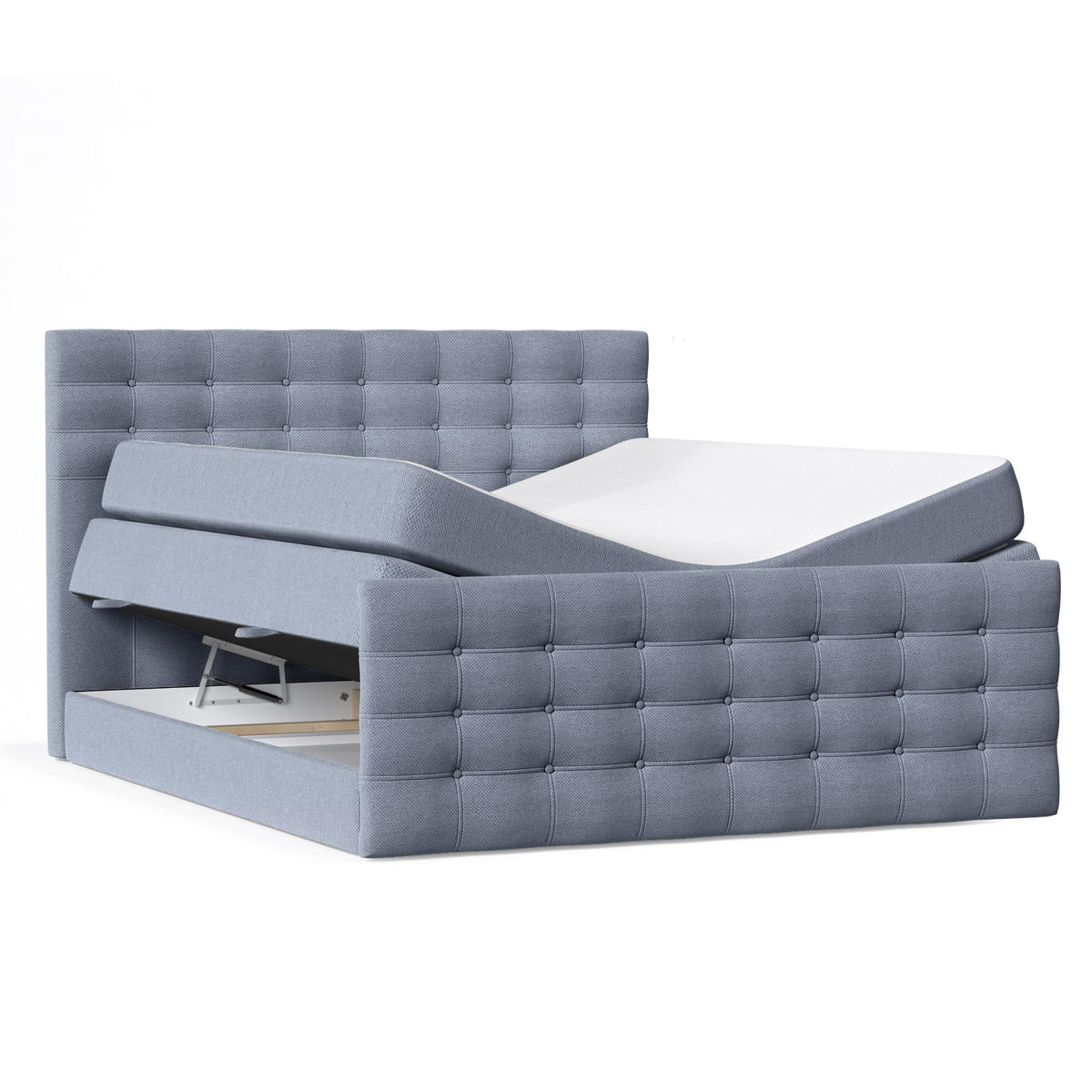 BOXSPRINGBETT Blend Blau Grau 120/200 cm mit Matratze - Blaugrau/Schwarz, Holz/Holzwerkstoff (120/200cm) - Maison de Reve