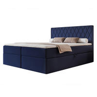 BOXBETT PONTI 160x200 cm Marineblau (Samt) - mit 2 Bettkästen, Bonellmatratze und vertikaler Rautensteppung - Dunkelblau, Holzwerkstoff/Textil (160/200cm) - Ravio