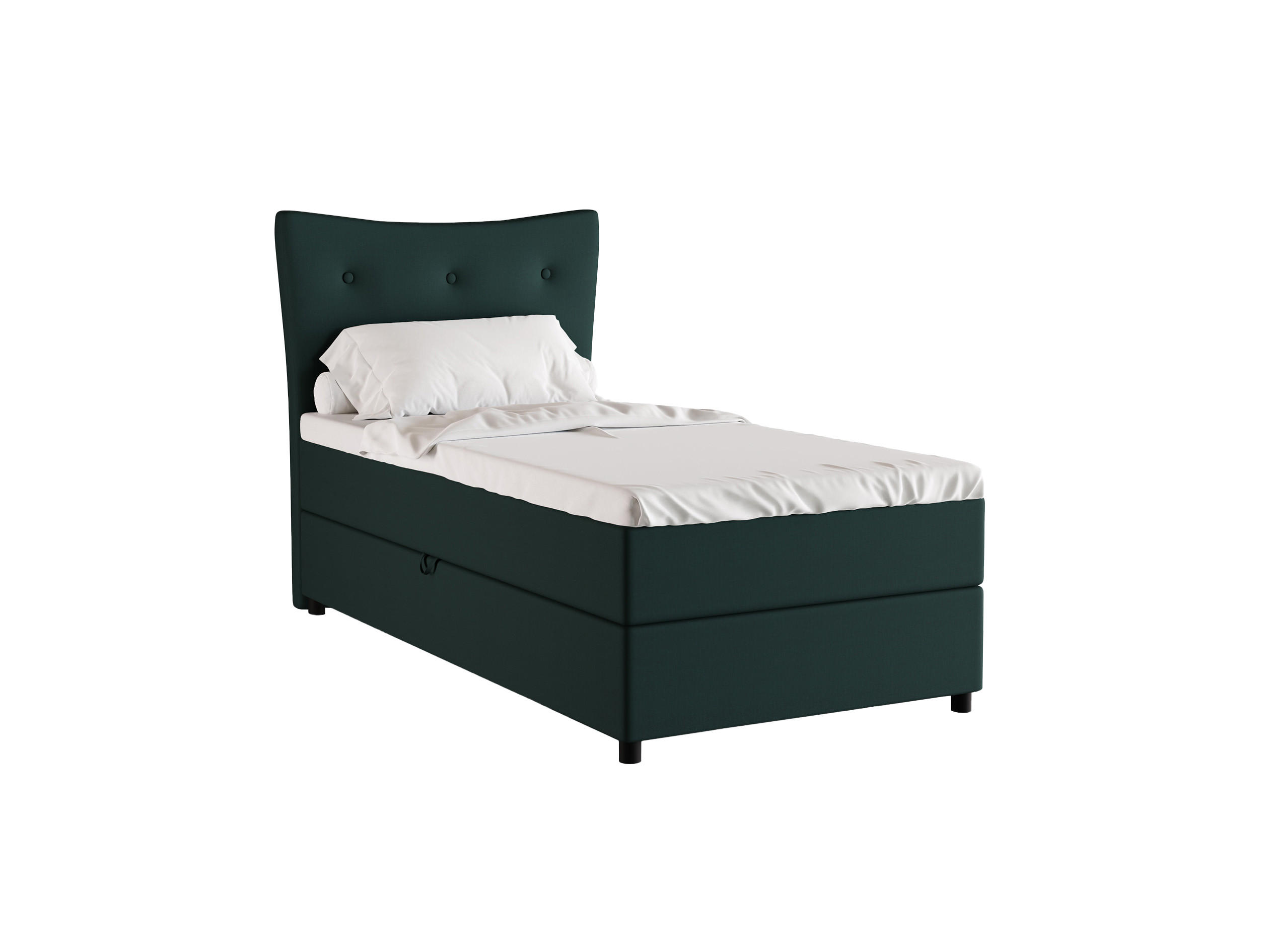 BOXBETT Nevada 100x200 cm Polsterbett mit hochwertiger Bonell-Matratze und Topper - grün - Grün, Holz (100/200cm) - Homesy