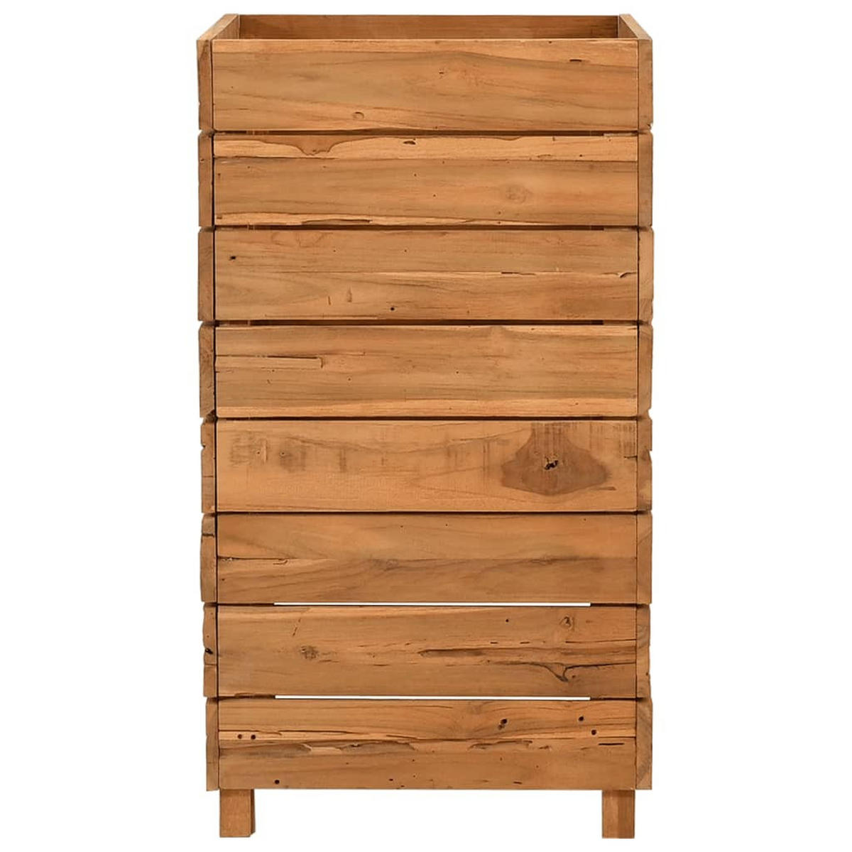 HOCHBEET 50x40x72 cm Teak Altholz und Stahl - Braun, Holz (50/72/40cm) - furnicato