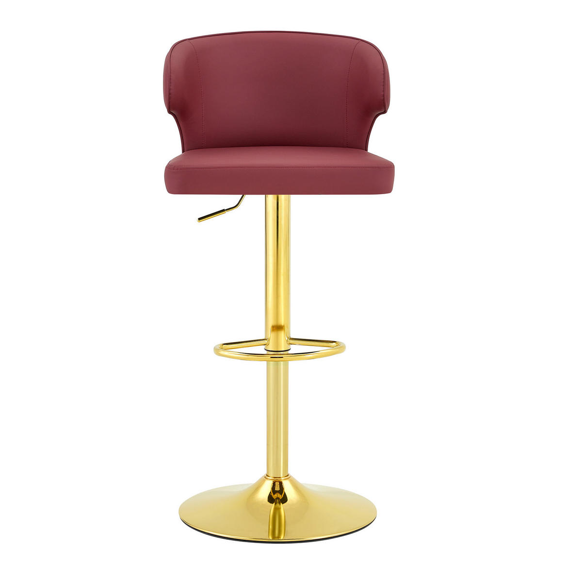 2ER-SET Barhocker mit Lehne, höhenverstellbar, drehbar, Rot - Rot, Metall (45/110/49.7cm) - Meubliv
