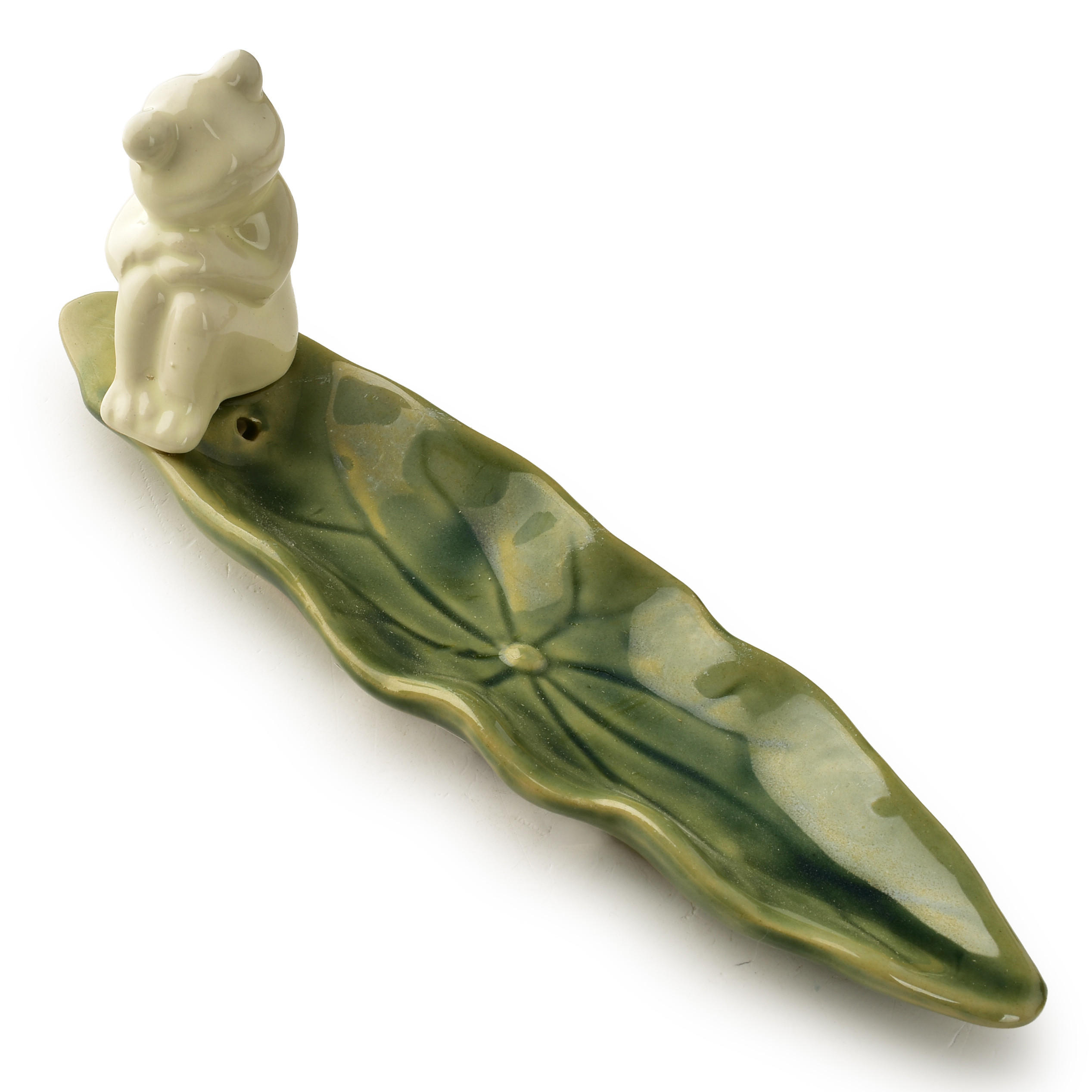 RÄUCHERSTÄBCHENHALTER Frosch 1-tlg Grün/Grau 20 x 5,5 x 7,5 cm Keramik - Grün, Keramik (7/5.5/21cm) - Mondex