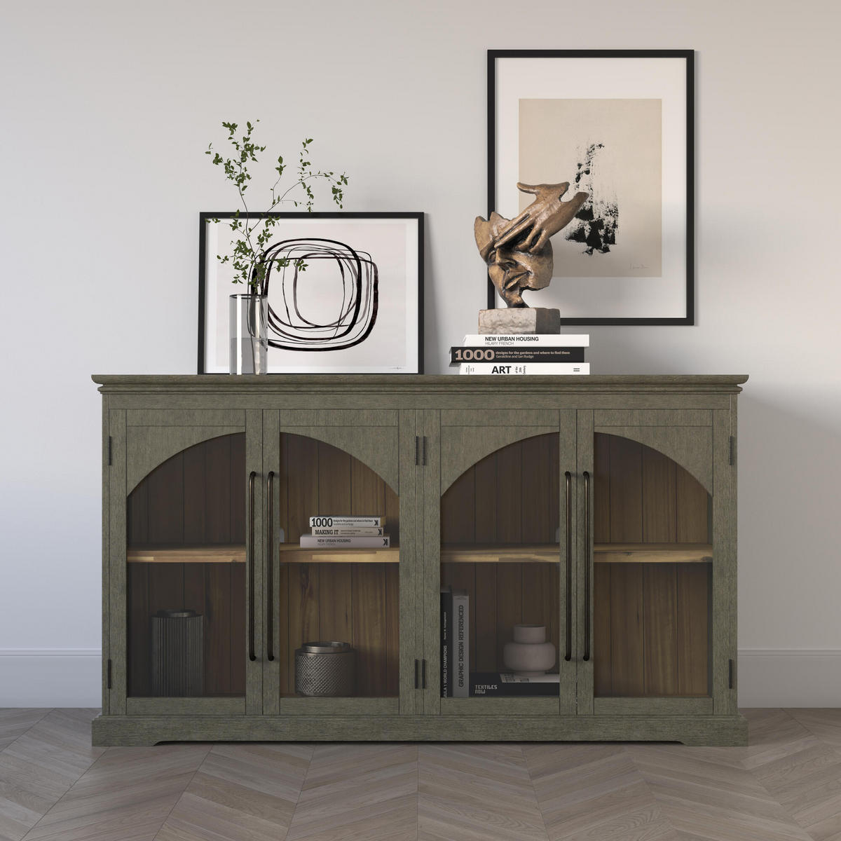 SIDEBOARD AVOLA Grau 165x43x92 cm - Grau, Holz (165/92/43cm) - FURNLUX