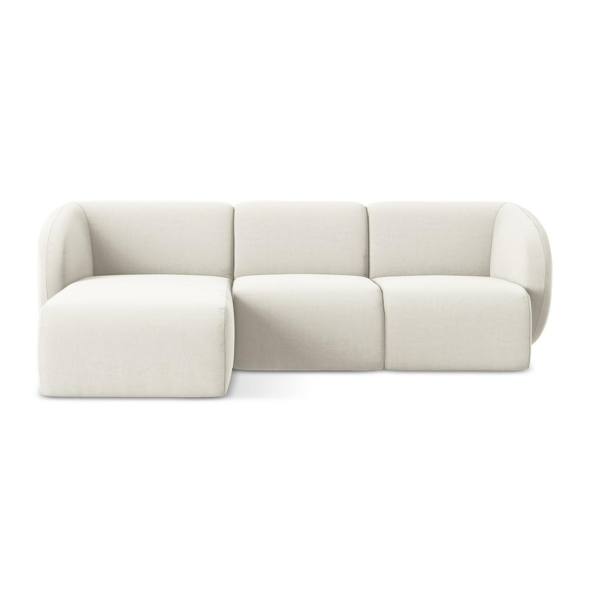 ECKSOFA Links Samt Stoff Beige - Creme/Schwarz, Holzwerkstoff/Kunststoff (248/166cm) - LaMiaSofa