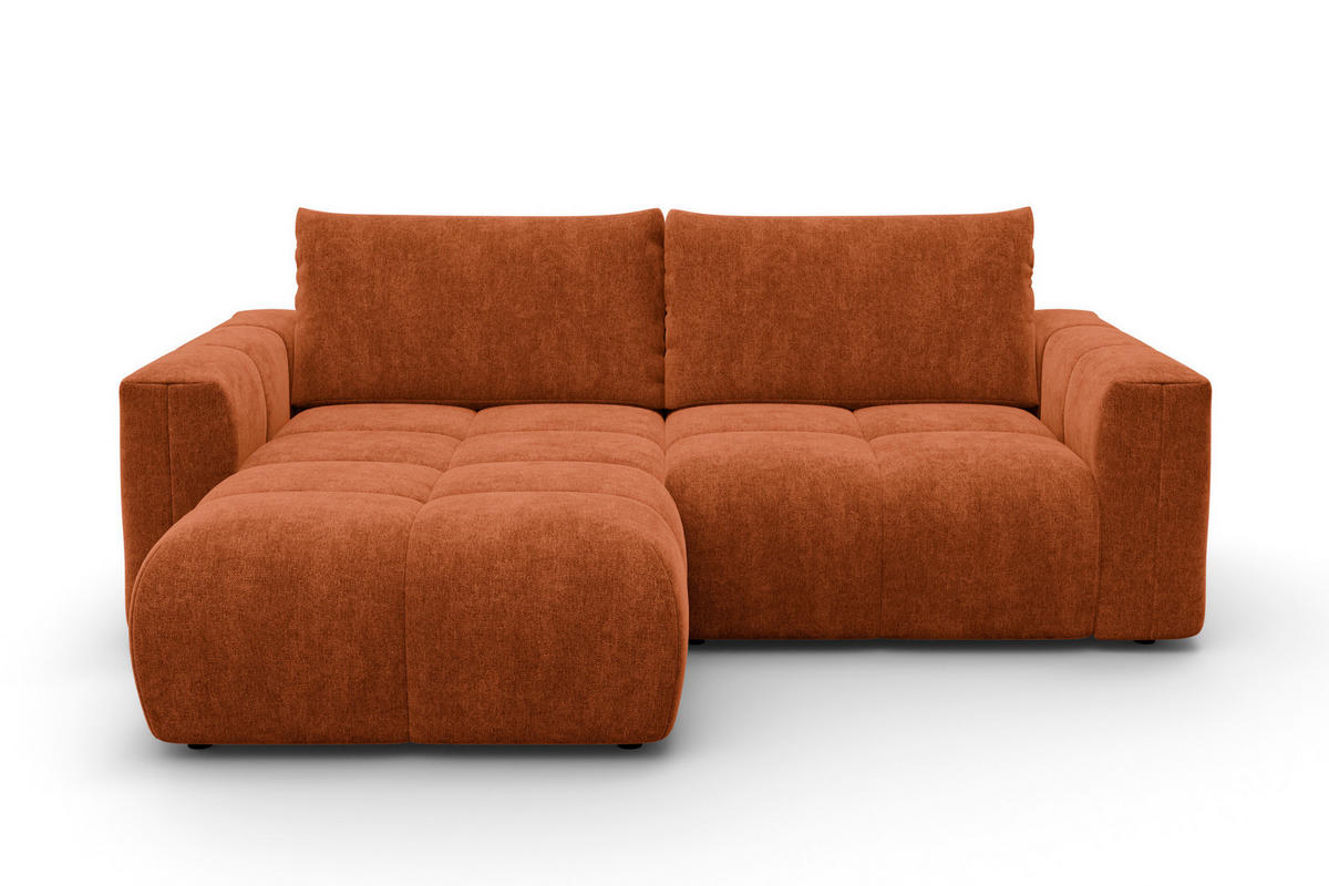 ECKSOFA VERONA 3-Sitzer links, Orange - Schwarz/Orange, Holz/Textil (224/173cm) - Courtois Laville