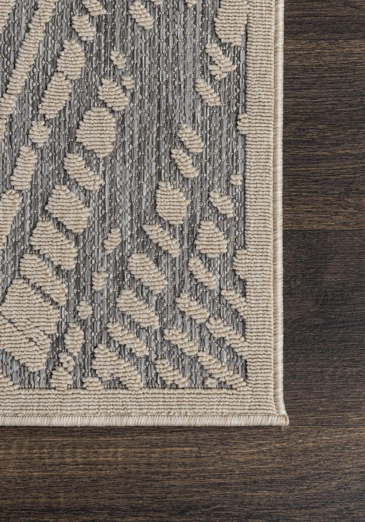 TEPPICH Beige In-Outdoor - Kurzflor Rechteckig - Motiv Pflanzen,Blätter,Blumen - Grau - 120 x 170 cm - Hellgrau/Creme, Textil (120/170cm) - Mazovia