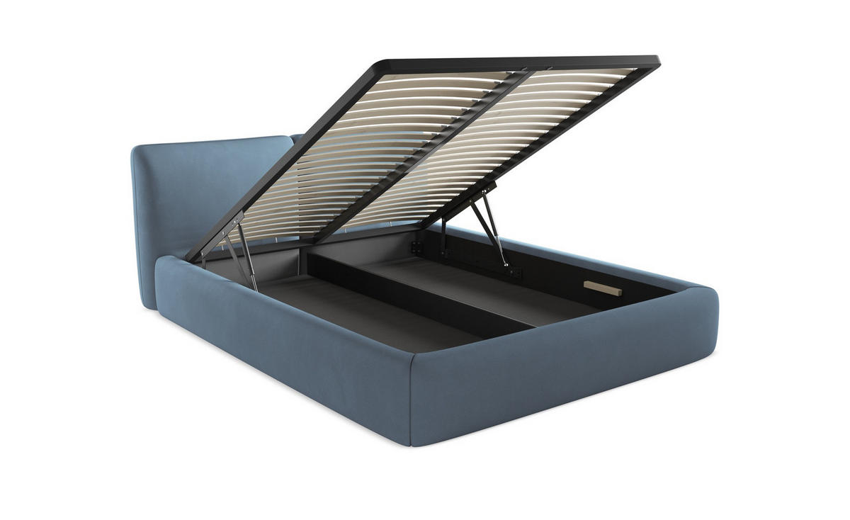 POLSTERBETT mit Bettkasten und Lattenrost 160x228 Schwarz - Schwarz, Kunststoff/Textil (140/200cm) - Makamii