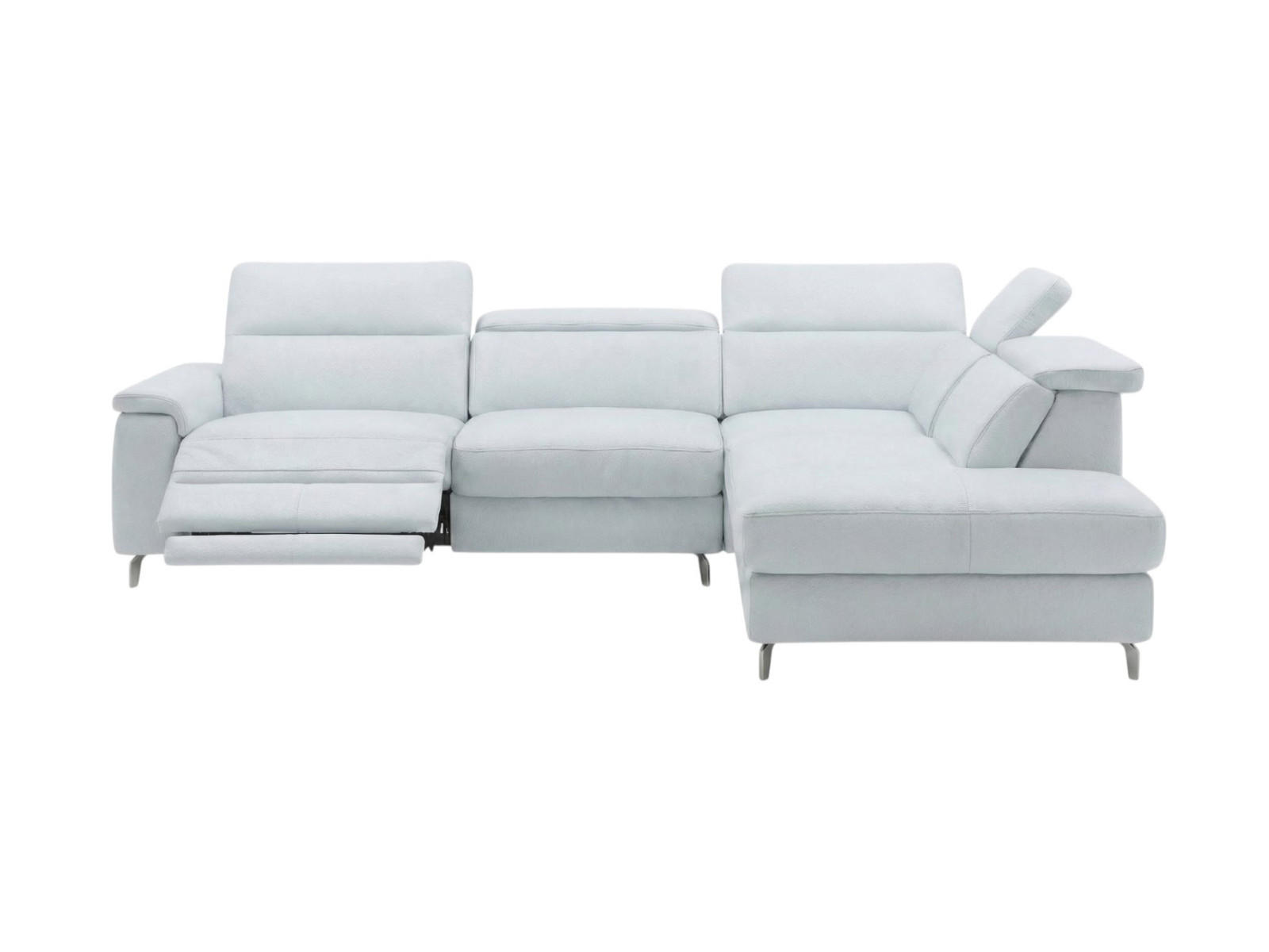 ECKSOFA Ambassador Echtleder mit 1 x Relaxfunktion Weiß - Weiß, Leder/Metall (272/224cm)