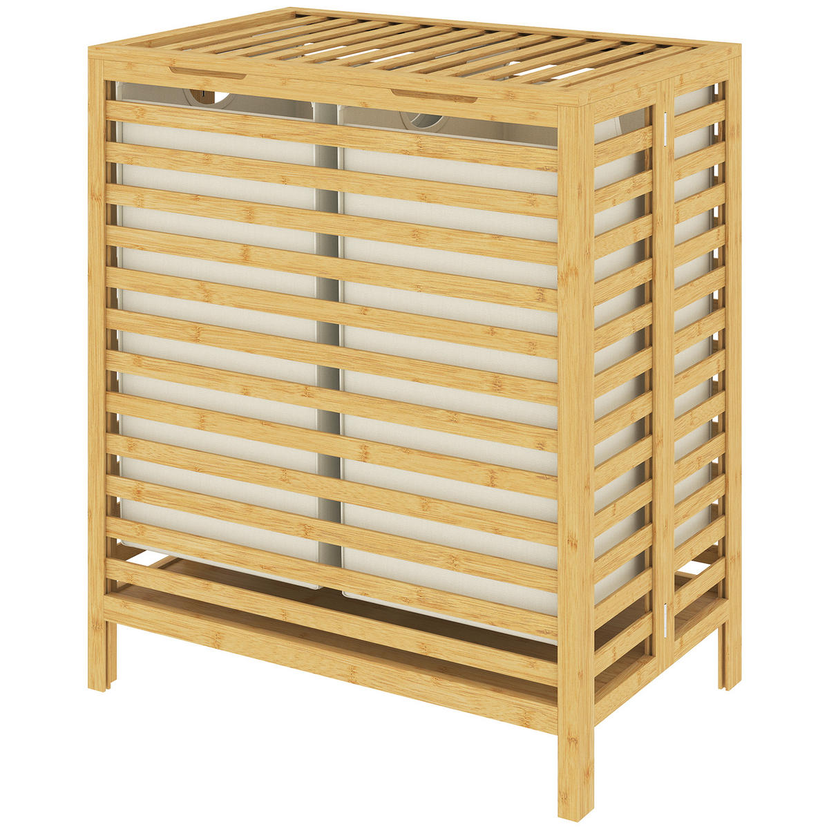 WÄSCHEKORB DE-09429 2 Körbe faltbar mit Deckel Natur - Naturfarben, Naturmaterialien (55/64.2/36cm) - ComfortXL