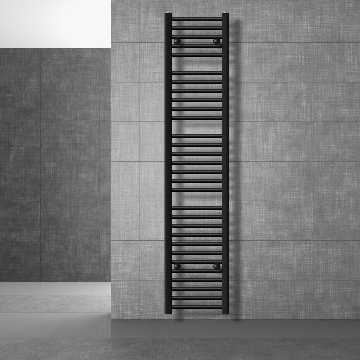 BADHEIZKÖRPER elektrisch Sahara 300x1800 mm Schwarz gerade mit Heizstab 1200W Digital - Schwarz, Metall (30/180/3cm) - LuxeBath