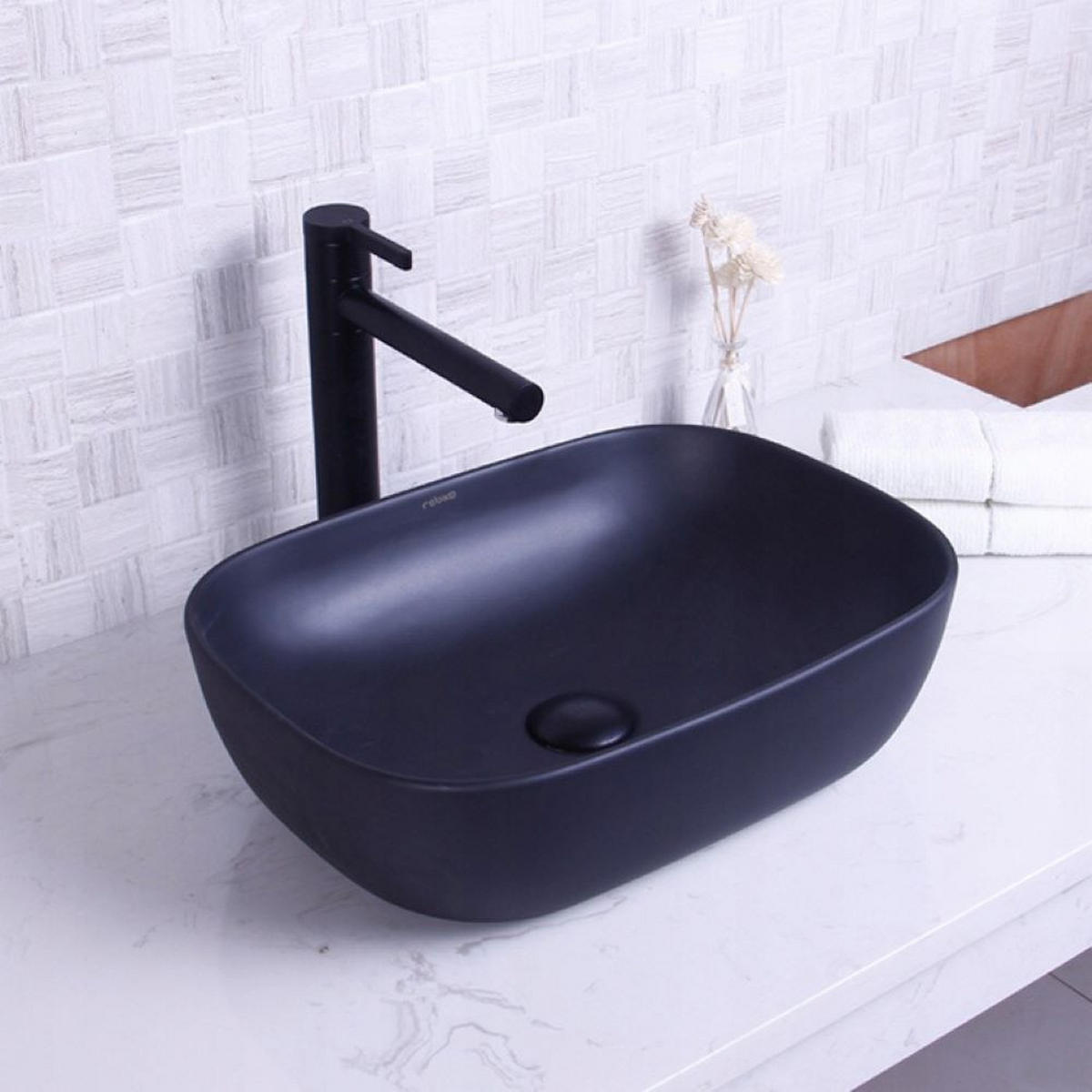 WASCHBECKEN, schwarz 46/32/14 cm - Schwarz, Keramik (46/14/32cm) - Rebiko