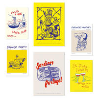 POSTER Set Mit 6 Von Lebensmitteln & Essen Im Gelben Pop Art A3 & A4 Rahmenlos - Klar, Papier (29/3cm) - Nacnic