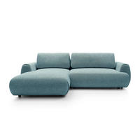 ECKSOFA ZEST Blau Geflochtener Stoff mit Schlaffunktion - Blau, Holz (270/167cm) - MASSENO