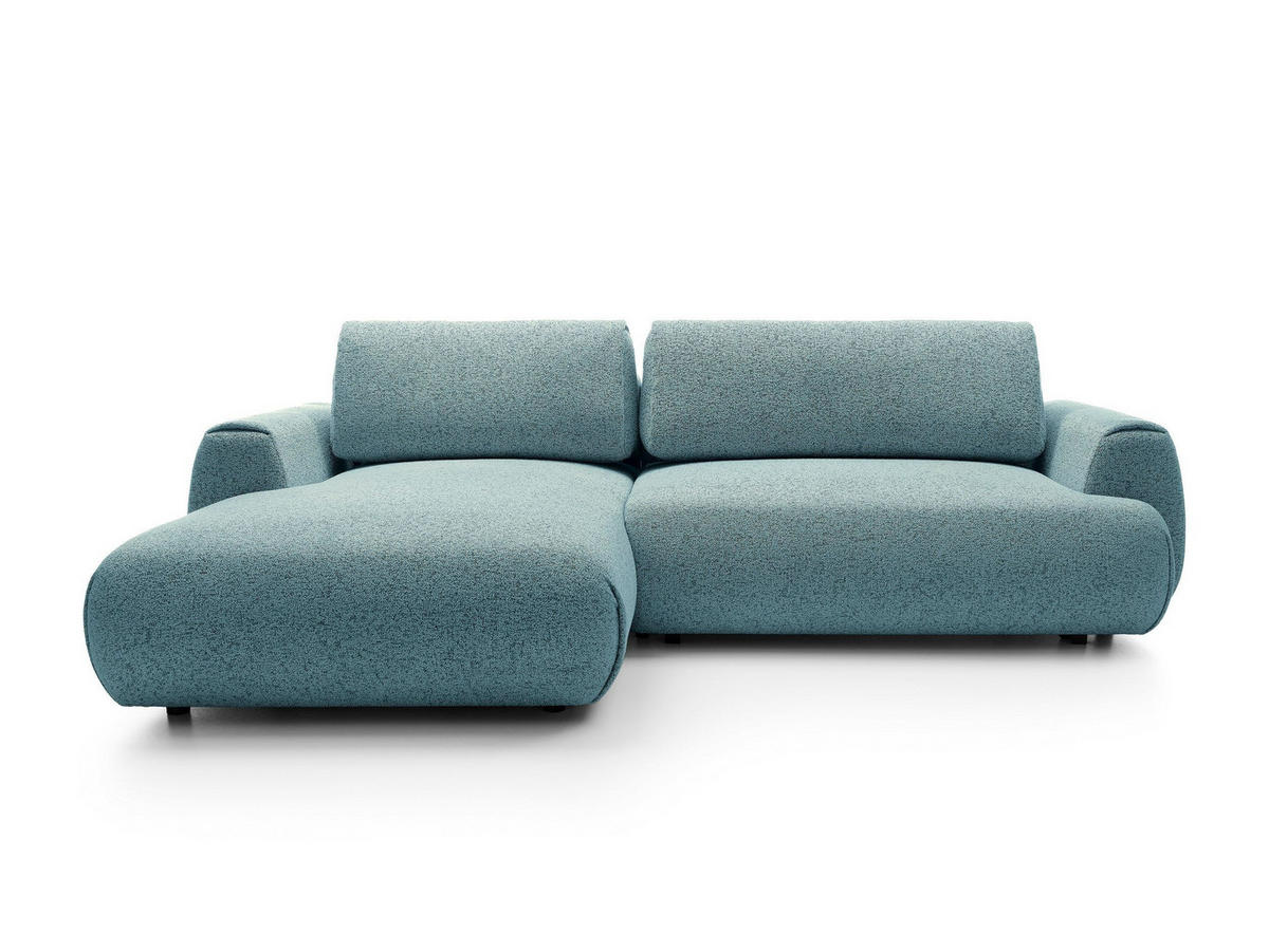 ECKSOFA ZEST Blau Geflochtener Stoff mit Schlaffunktion - Blau, Holz (270/167cm) - MASSENO