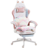 GAMING-STUHL Ergonomischer & Fußstütze Bürostuhl & Lendenwirbelstütze - Altrosa, Leder (52/126/49cm)