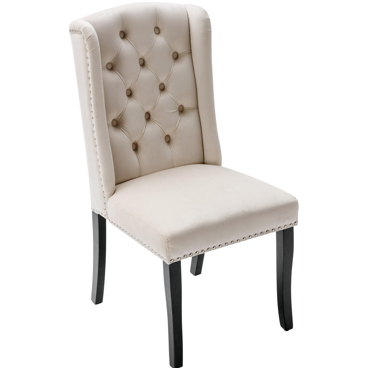 ESSZIMMERSTUHL 2er-Set gepolstert Samt Beige mit Eichenbeinen - Beige, Metall (45/100/61cm) - Meubliv
