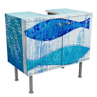 WASCHBECKENUNTERSCHRANK Fish in the Blue 60/55/35 cm - Blau, Holzwerkstoff (60/55/35cm) - Bilderwelten