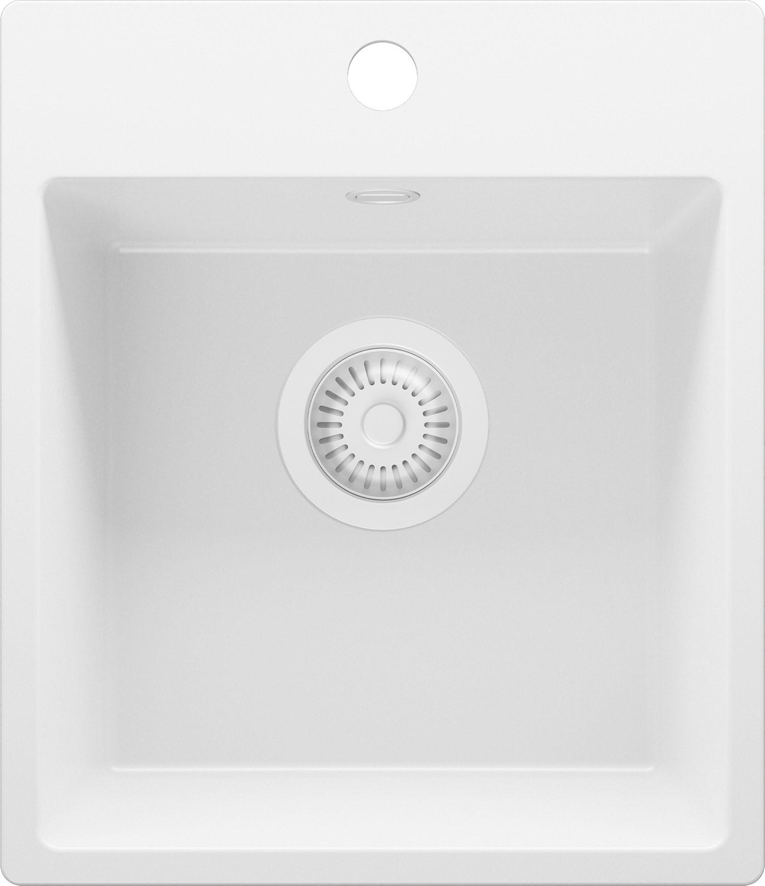 SPÜLBECKEN Riga Easy, 2-er set Alles Weiß 38/44 cm 1 Becken + Ablauf-Set ab 40er Unterschrank - Weiß, Kunststoff (38/19/44cm) - Primagran