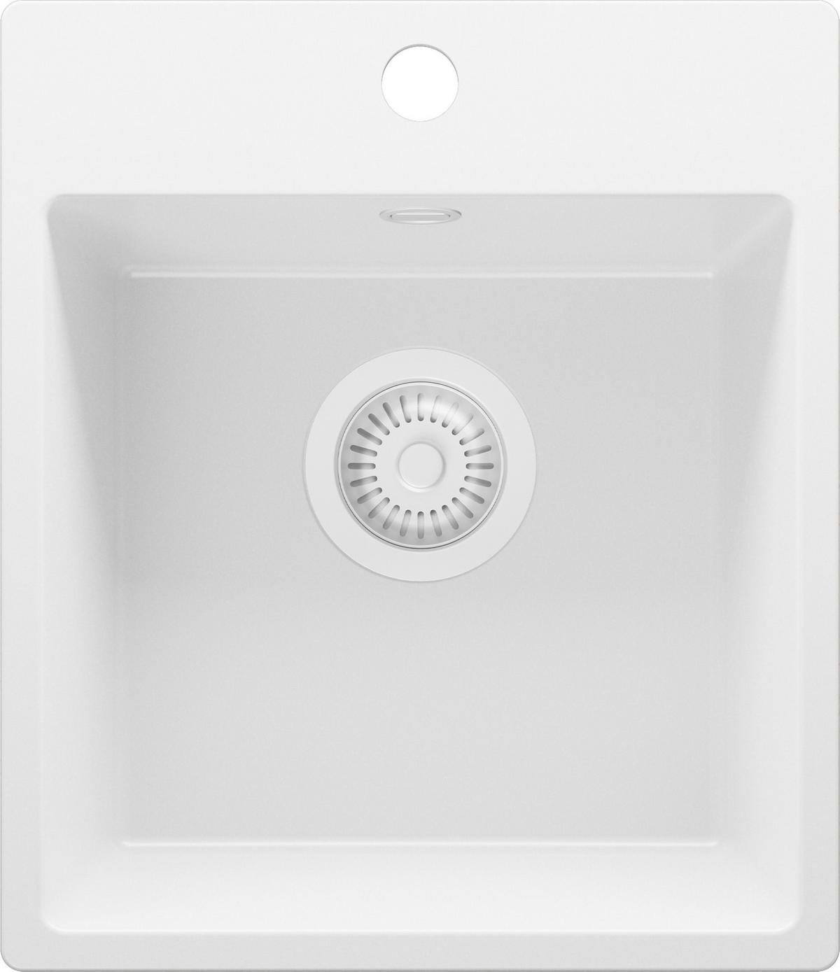 SPÜLBECKEN Riga Easy, 2-er set Alles Weiß 38/44 cm 1 Becken + Ablauf-Set ab 40er Unterschrank - Weiß, Kunststoff (38/19/44cm) - Primagran