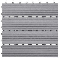 WPC BODENFLIESE 11x 30x30cm Basis Grau linear - Grau, Kunststoff (30/30/2cm) - BERLINLODGE
