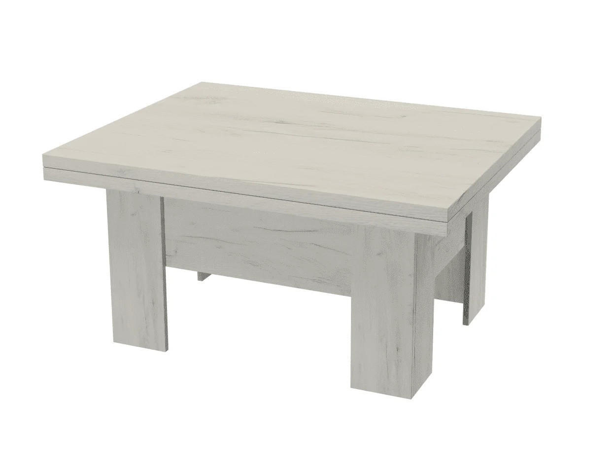 TISCH LONG - Eiche Bianco, Holzwerkstoff (80/100/53cm) - Meblini