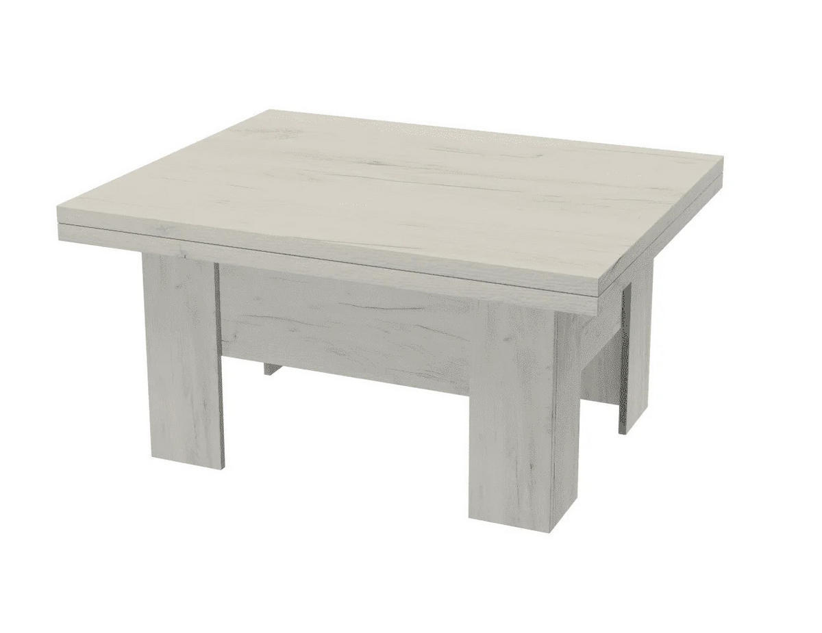 TISCH LONG - Eiche Bianco, Holzwerkstoff (80/100/53cm) - Meblini