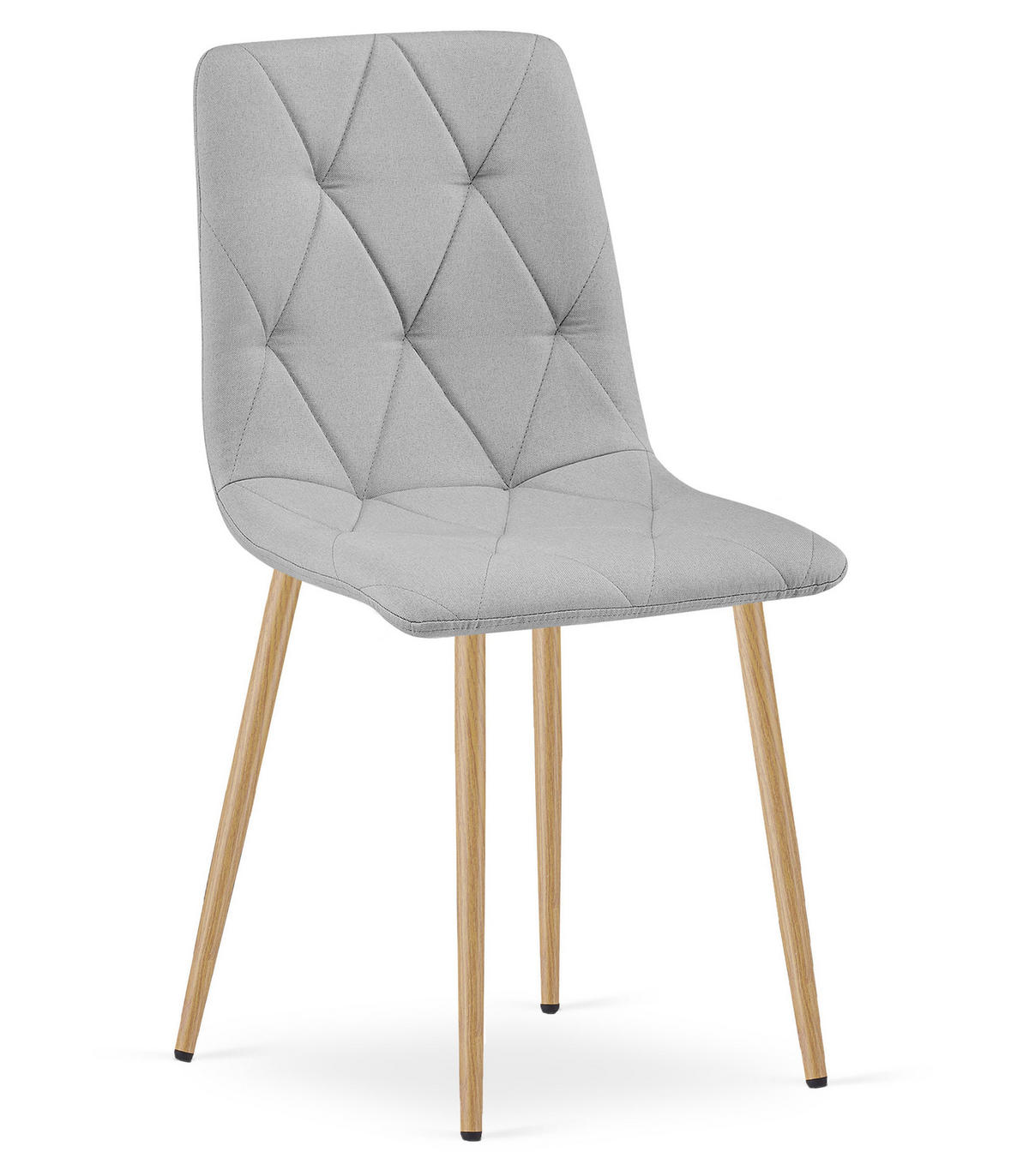 ESSZIMMERSTUHL 4-er Set TYRA hellgrauer Sitz, Beine in Holzfarbe - Eichefarben/Hellgrau, Textil (44.5/87/54.5cm) - Valora