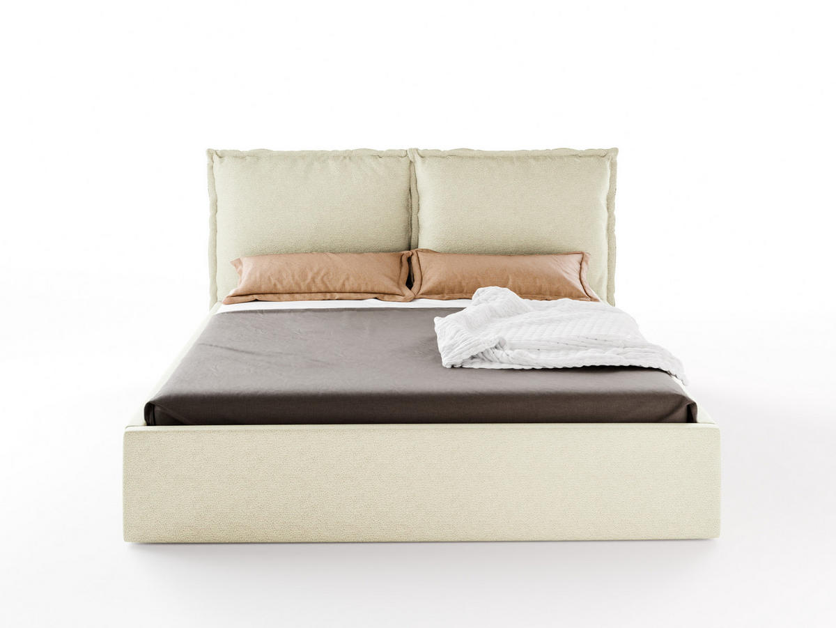 POLSTERBETT MIRA 180x200 cm mit Bettkasten, Stauraum und Metall-Lattenrost – VIBE Creme - Creme/Schwarz, Textil/Metall (180/200cm) - Luxkor24