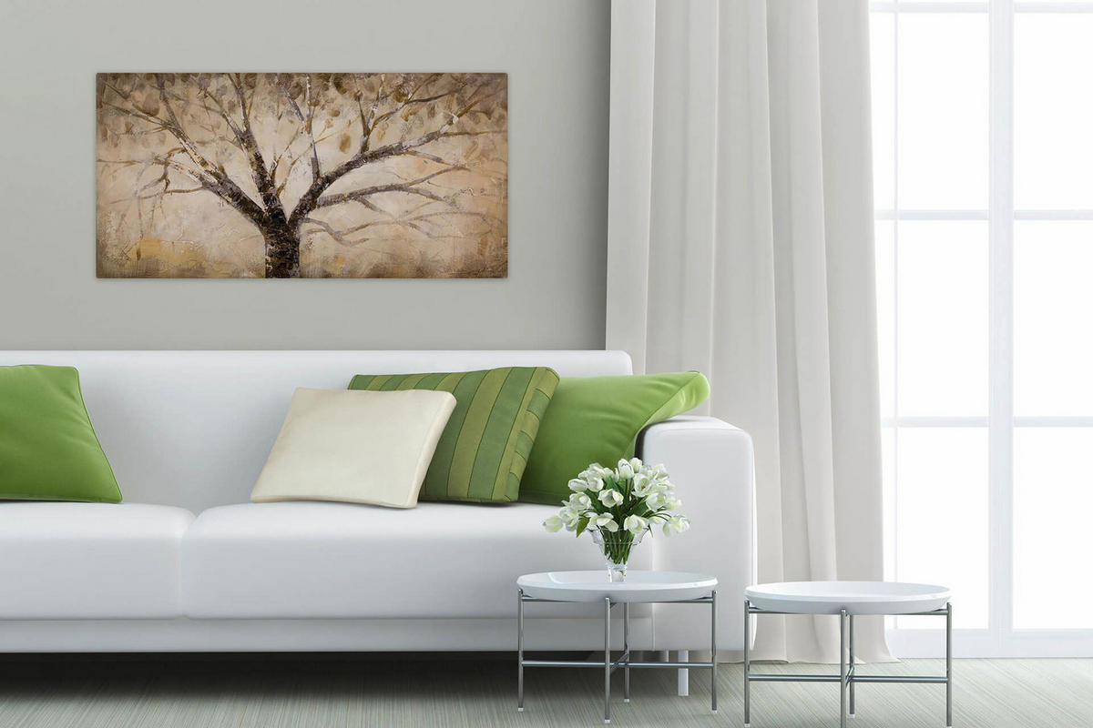 ACRYLBILD HANDGEMALT 120/60 cm - Weiß, Holz/Textil (120/60cm) - KUNSTLOFT