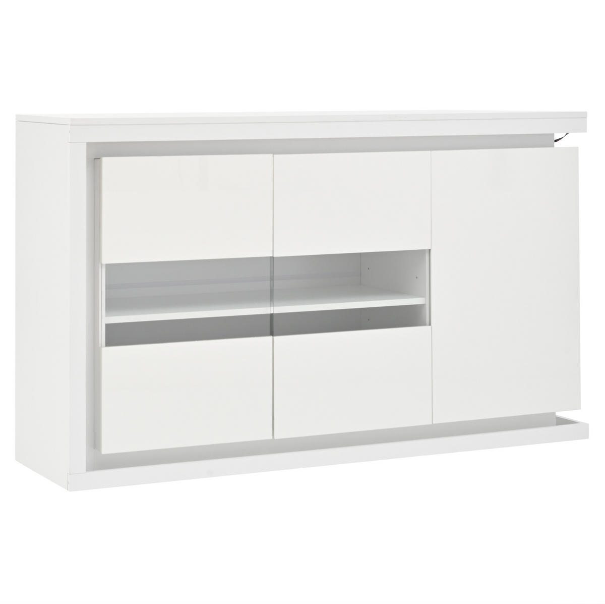 SIDEBOARD 140/40/84 cm Weiß aus Spanplatte mit LED-Lichtleiste - Weiß, Holzwerkstoff (40/84/140cm) - OKMYHOME