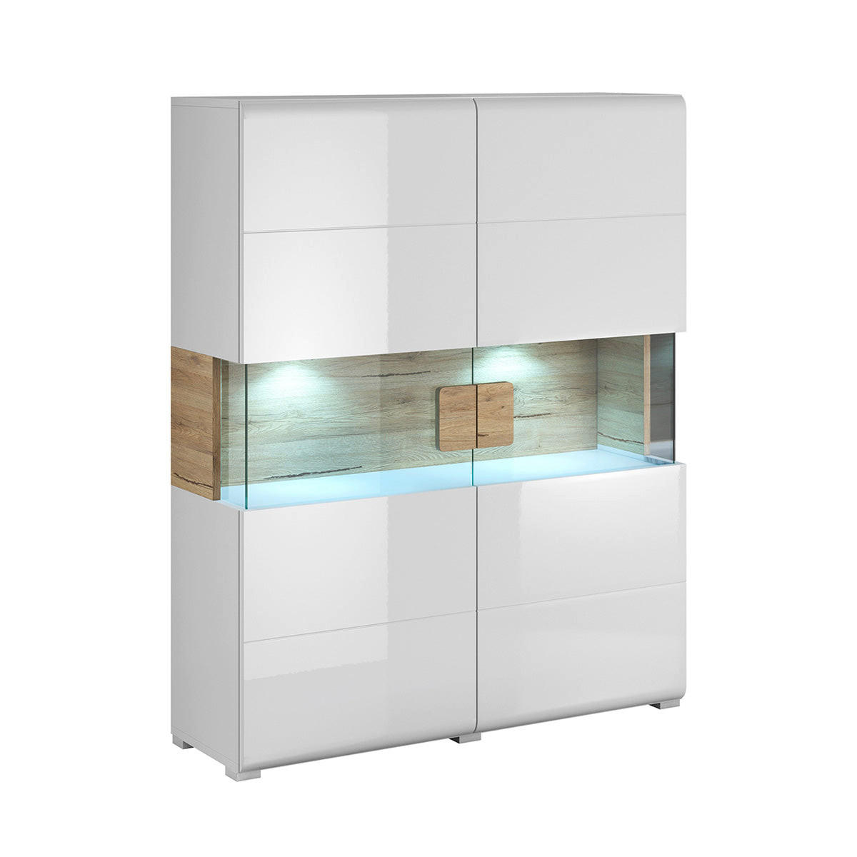 GESCHIRRSCHRANK Jules Weiß und Holz - Weiß, Holzwerkstoff (122/152/39cm) - Petits-meubles