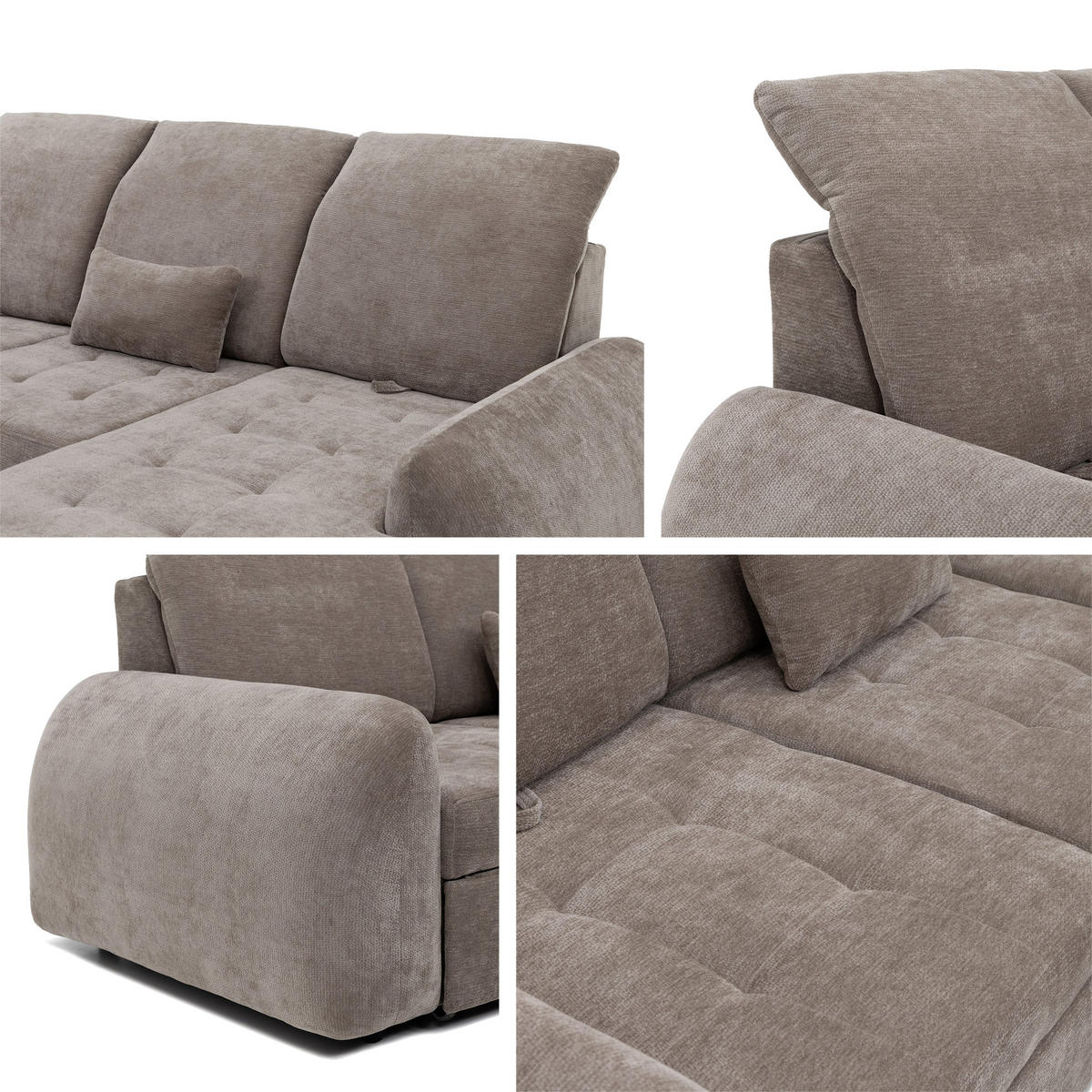 ECKSCHLAFSOFA Soreno, Seite: Links - Dunkelbraun/Schwarz, Holz/Kunststoff (255/176cm) - MIRJAN24