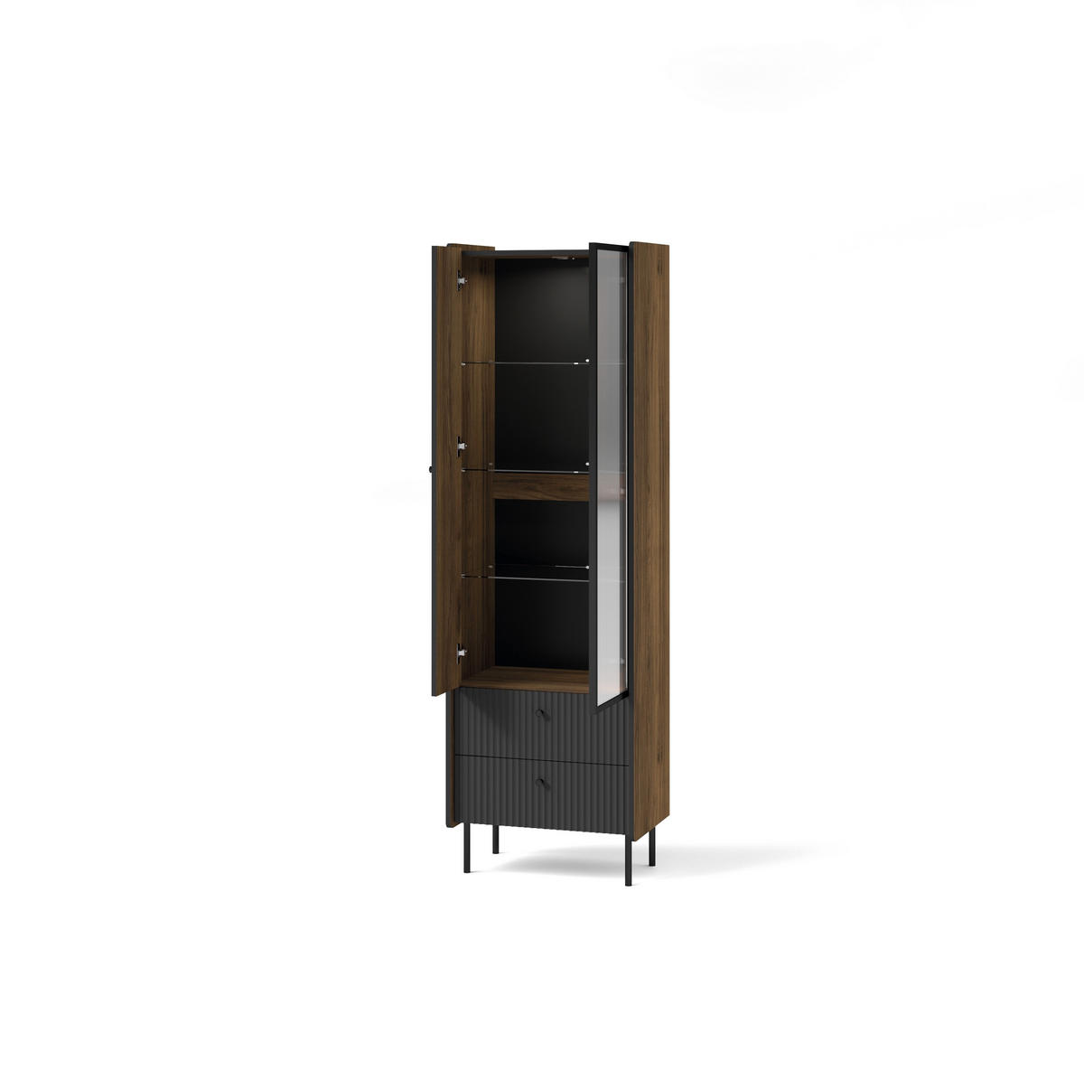 VITRINE KREON 190,7/59 cm in Braun - Braun, Holzwerkstoff (59/190.7/40cm) - MASSENO