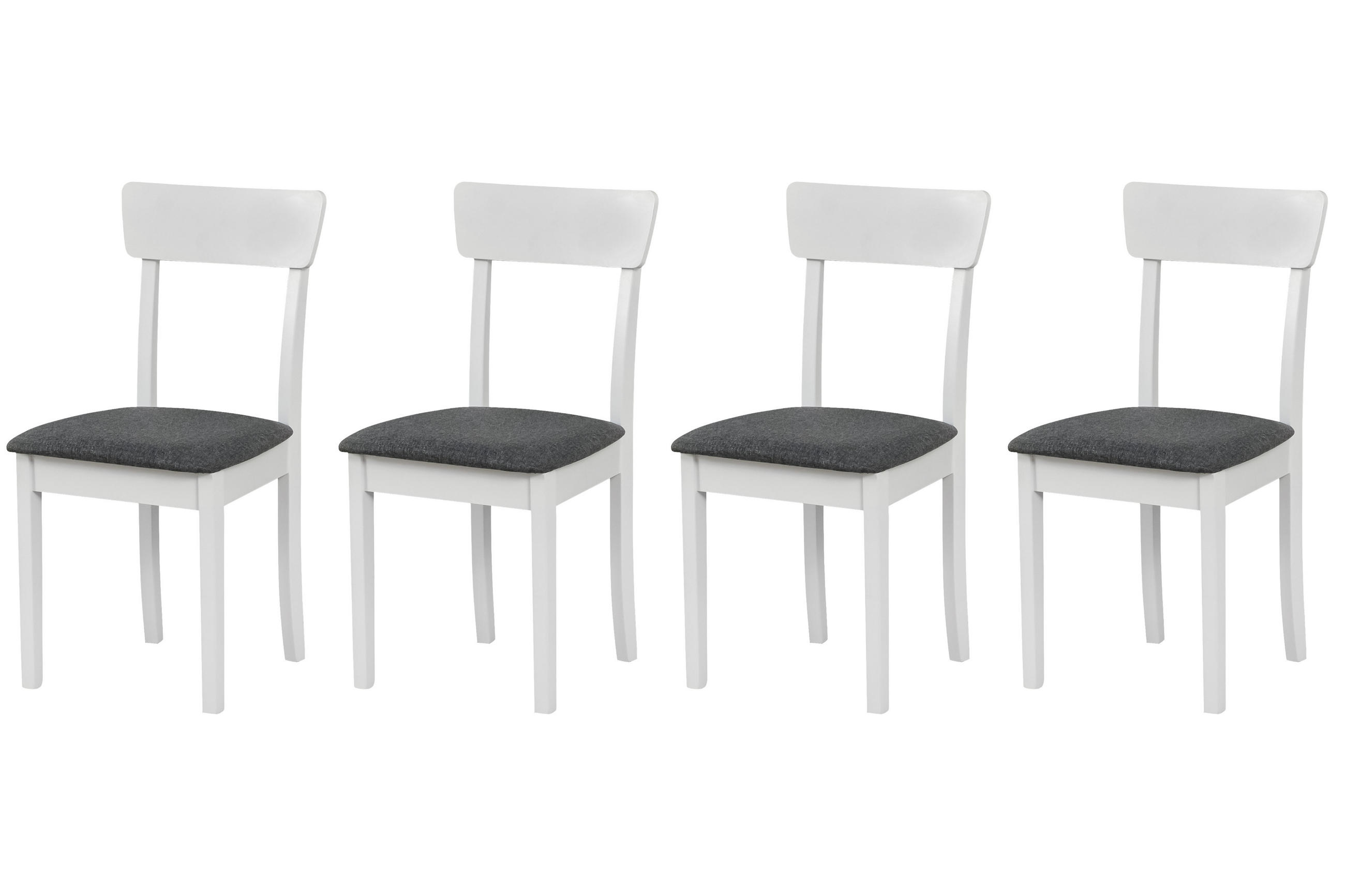 STUHL Hugo 1 (4er Set) - Dunkelgrau/Weiß, Holz (43/86/40cm) - Leaf Design