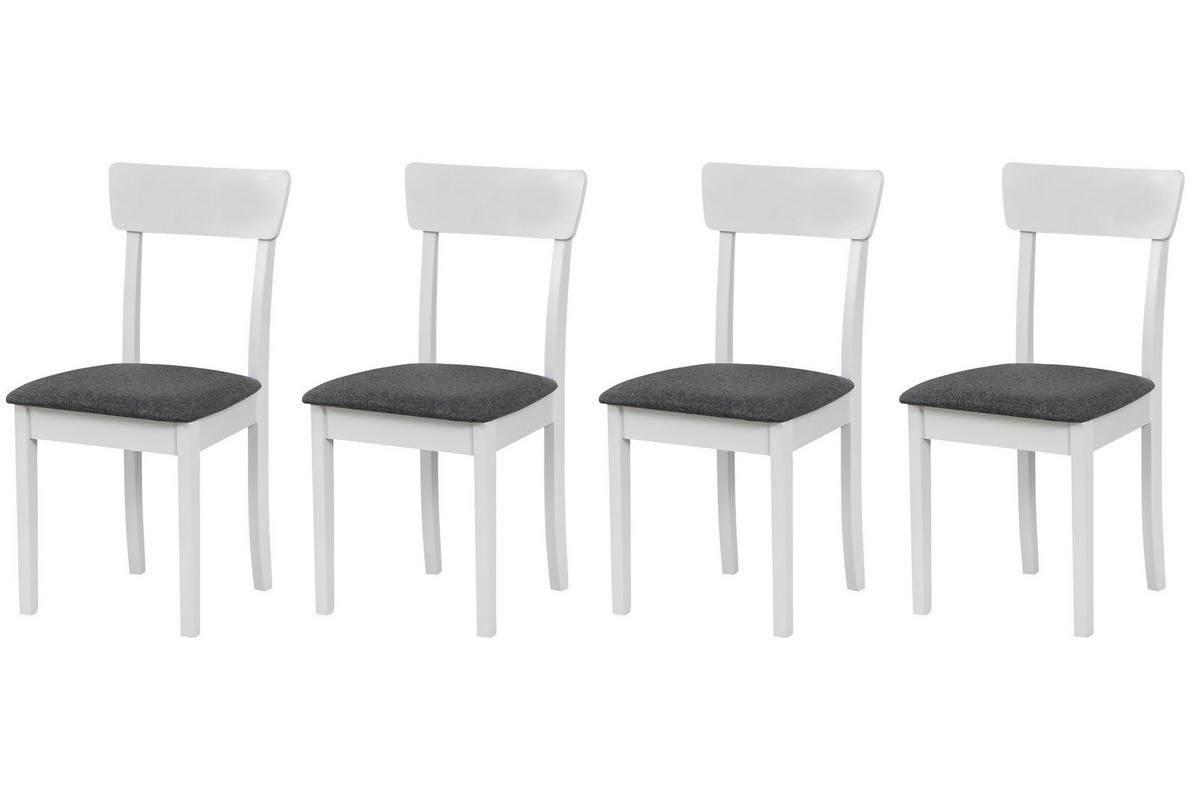 STUHL Hugo 1 (4er Set) - Dunkelgrau/Weiß, Holz (43/86/40cm) - Leaf Design