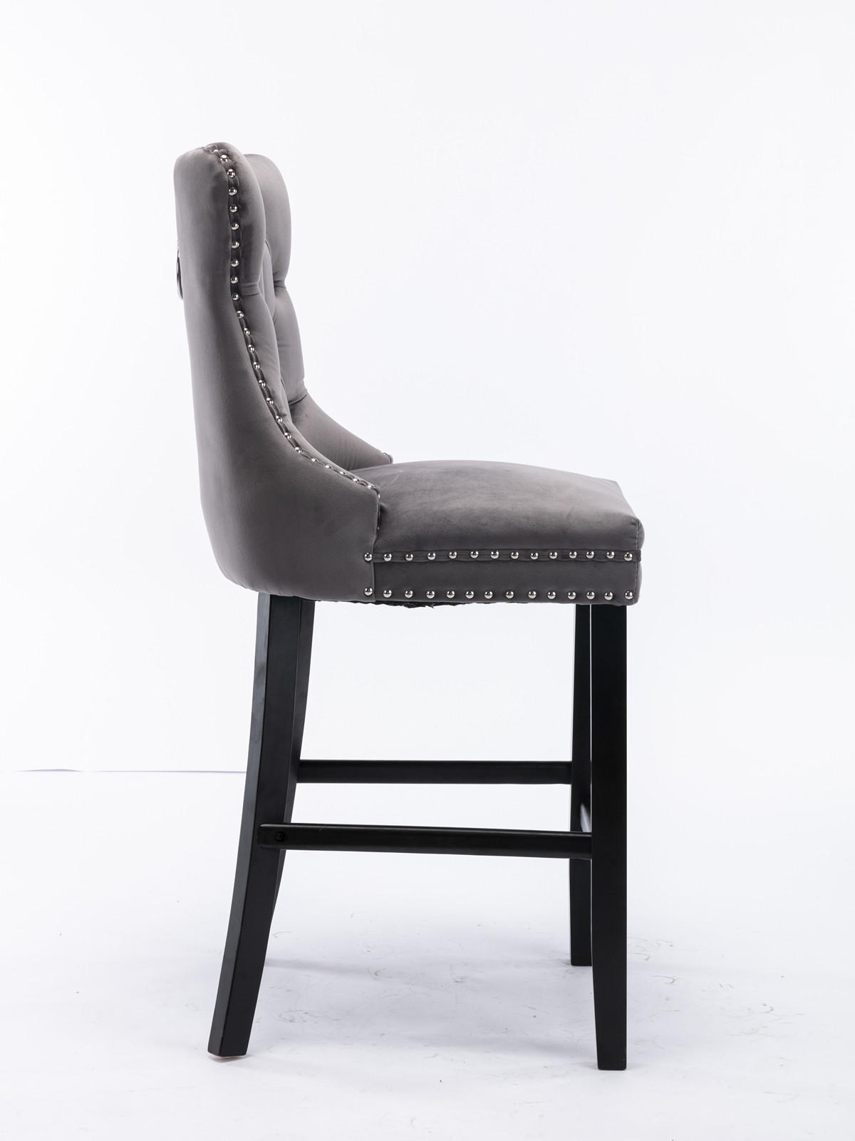 BARHOCKER 2er-Set Grau mit Samtbezug und Rückenlehne - Grau, Textil (60/66/50cm) - PANGIVO