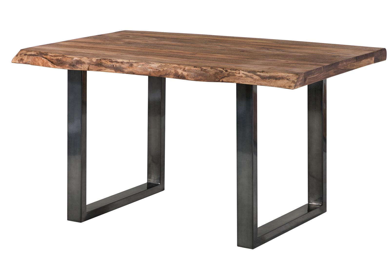 BAUMTISCH Sheesham 140x90x77 grau gebeizt / U-Beine anthrazit glänzend FREEFORM 5 - Anthrazit/Grau, Holz (140/90/77cm) - Massivmoebel24