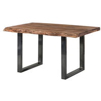 BAUMTISCH Sheesham 140x90x77 grau gebeizt / U-Beine anthrazit glänzend FREEFORM 5 - Anthrazit/Grau, Holz (140/90/77cm) - Massivmoebel24
