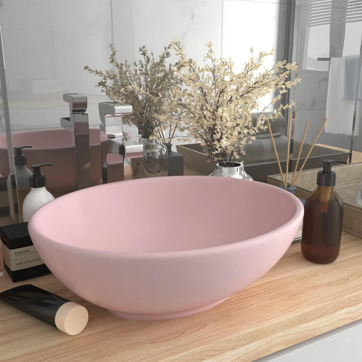 WASCHBECKEN Lange 40/33/13.5 cm - Pink, Keramik (40/13.5/33cm) - Nettlife