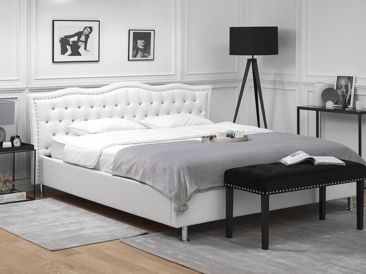 BETT 180/200cm Weiß Metz - Weiß, Textil (180/200cm) - Beliani
