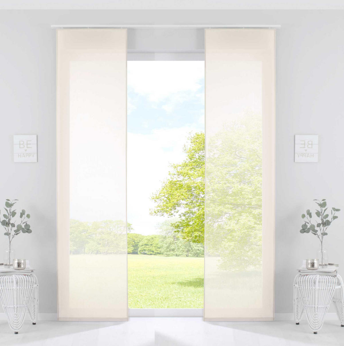 SCHIEBEGARDINE 2ER SET »Nizza« HxB 245x60 cm Creme - Creme, Textil (60/245cm) - Gardinenbox